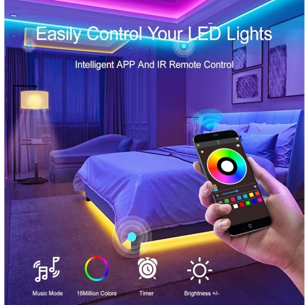 LED Strip Lights, Color Changing,  130 FT, Remote, Intelligent App, Bluetooth - Picture 7 of 13